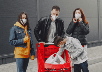 Family with masks